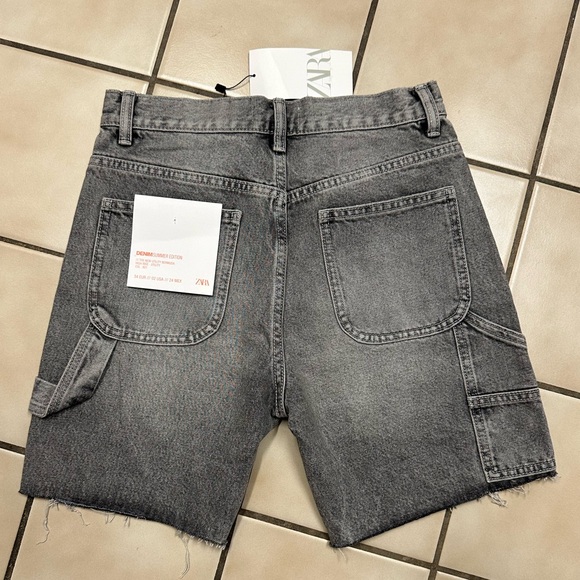 NWT Zara Carpenter Utility Bermuda Denim Shorts Jorts - Picture 5 of 5